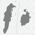 Blank map Archipelago of San Andres, Providencia and Santa Catalina on transparent background for your web site design, logo, app,